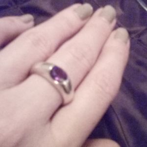 Sterling Silver Amethyst Solitaire Boutique Heavy Ring